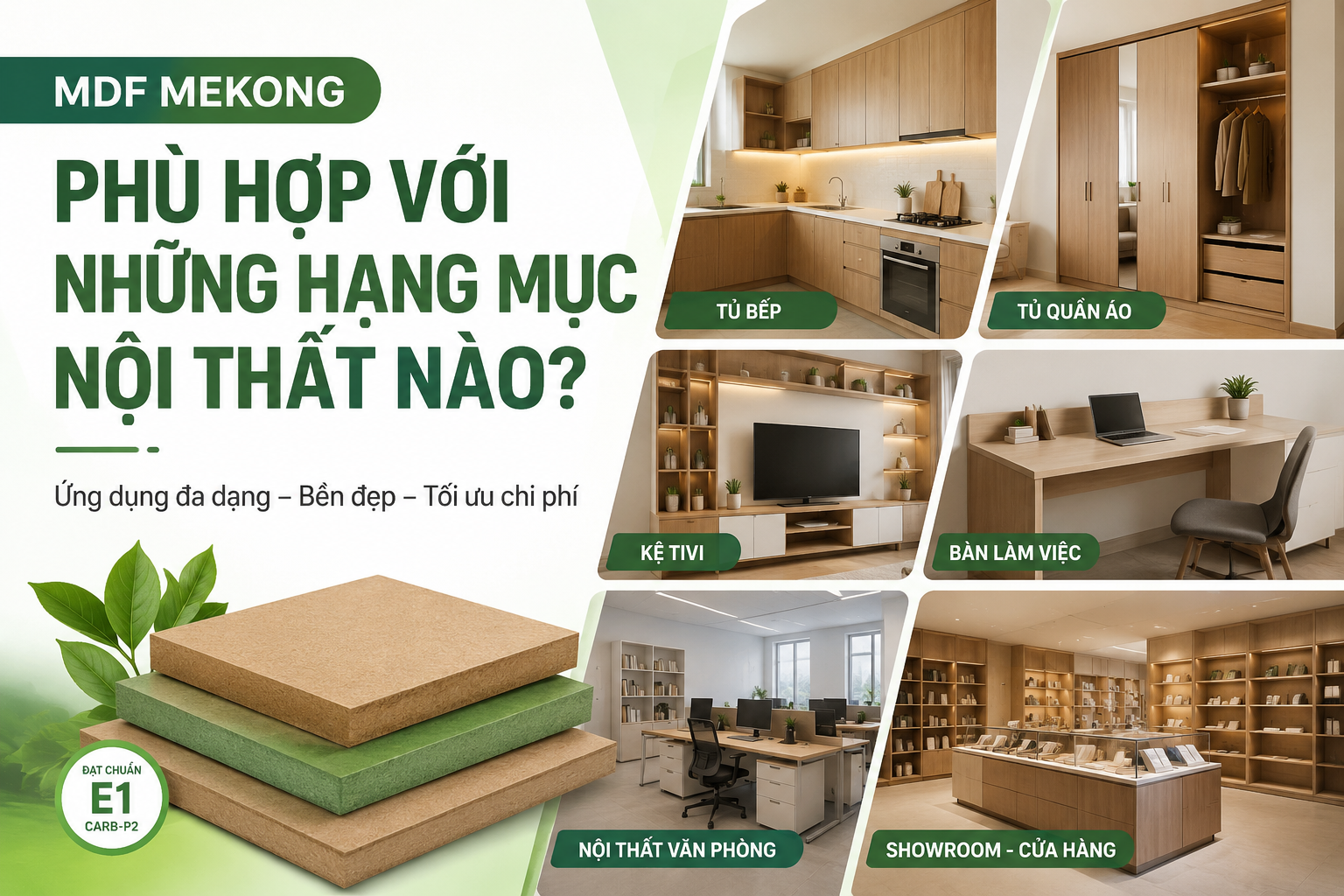 MDF Mekong phù hợp với những hạng mục nội thất nào