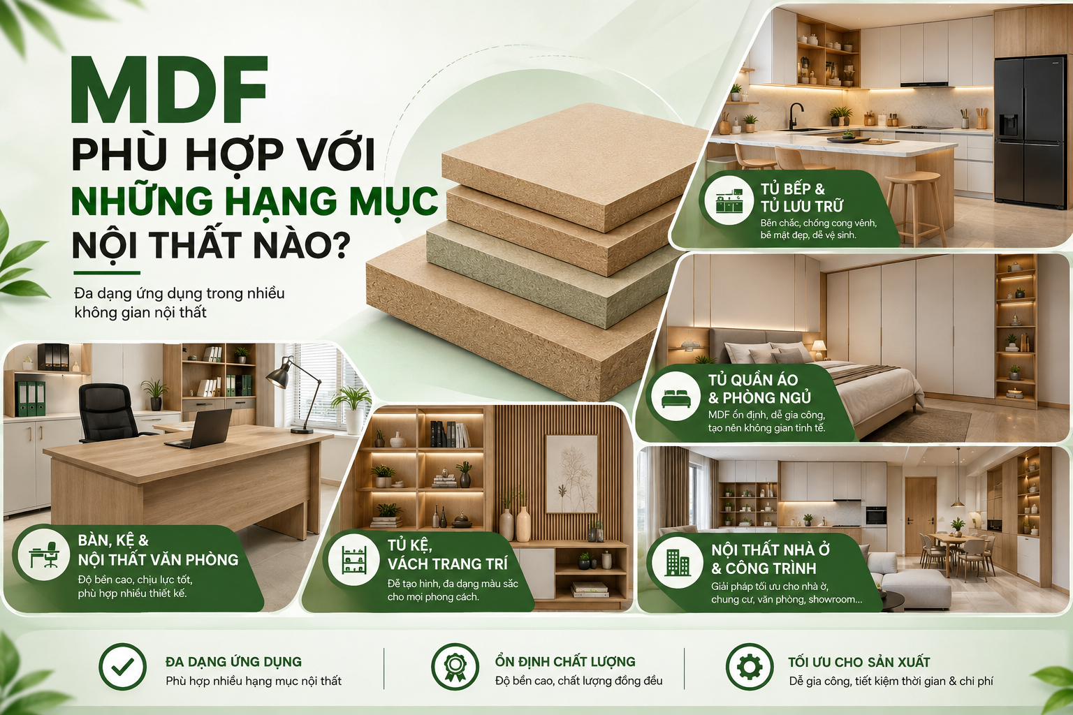 MDF Mekong phù hợp với những hạng mục nội thất nào
